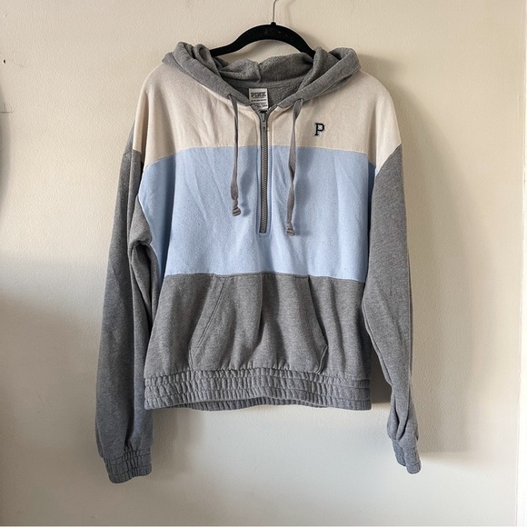 Victoria's Secret PINK Campus Colorblock Quarter Zip Pullover Size Xsmall - Picture 1 of 8